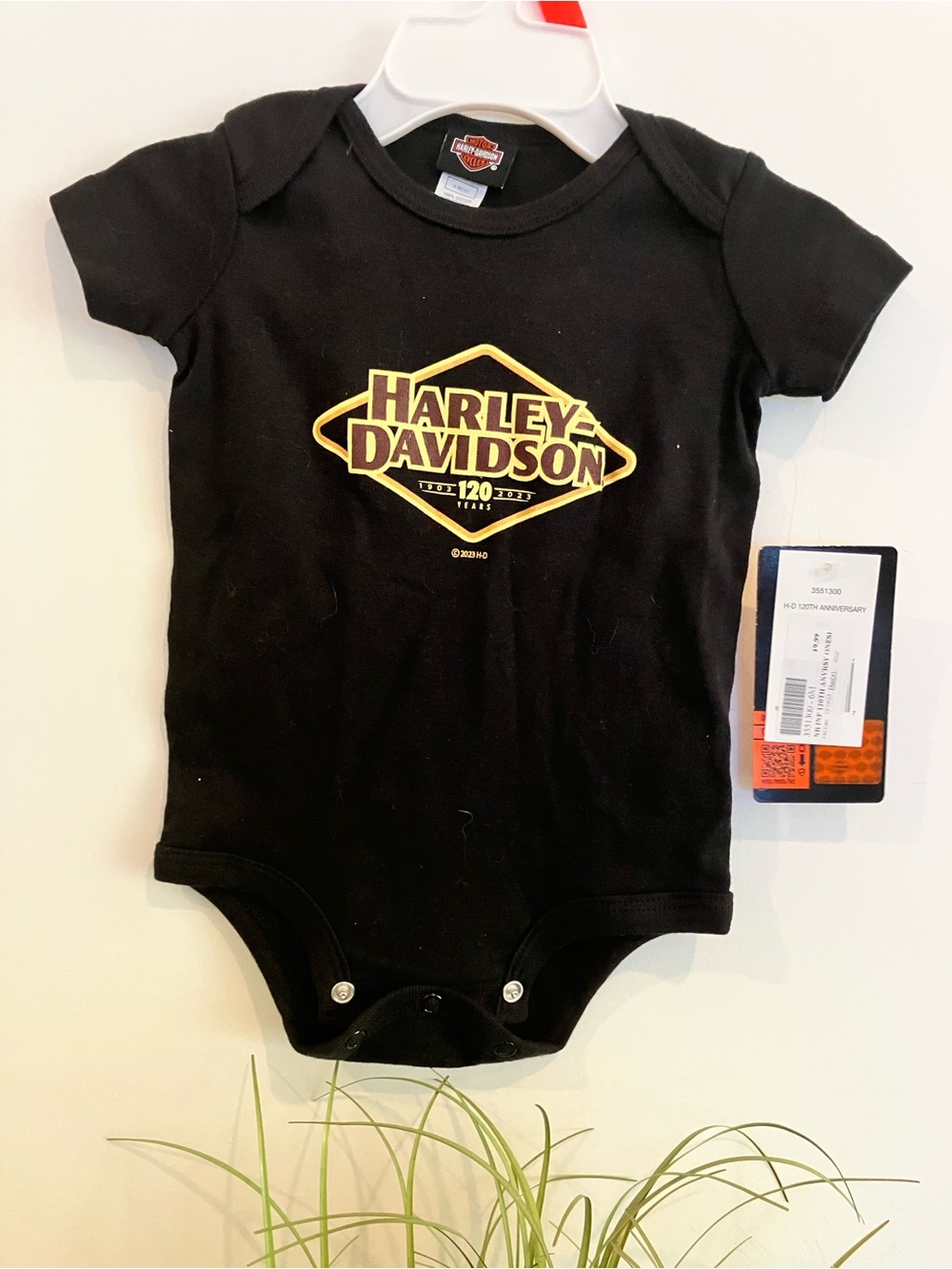 Harley-Davidson Black Baby One-Piece with Yellow Logo